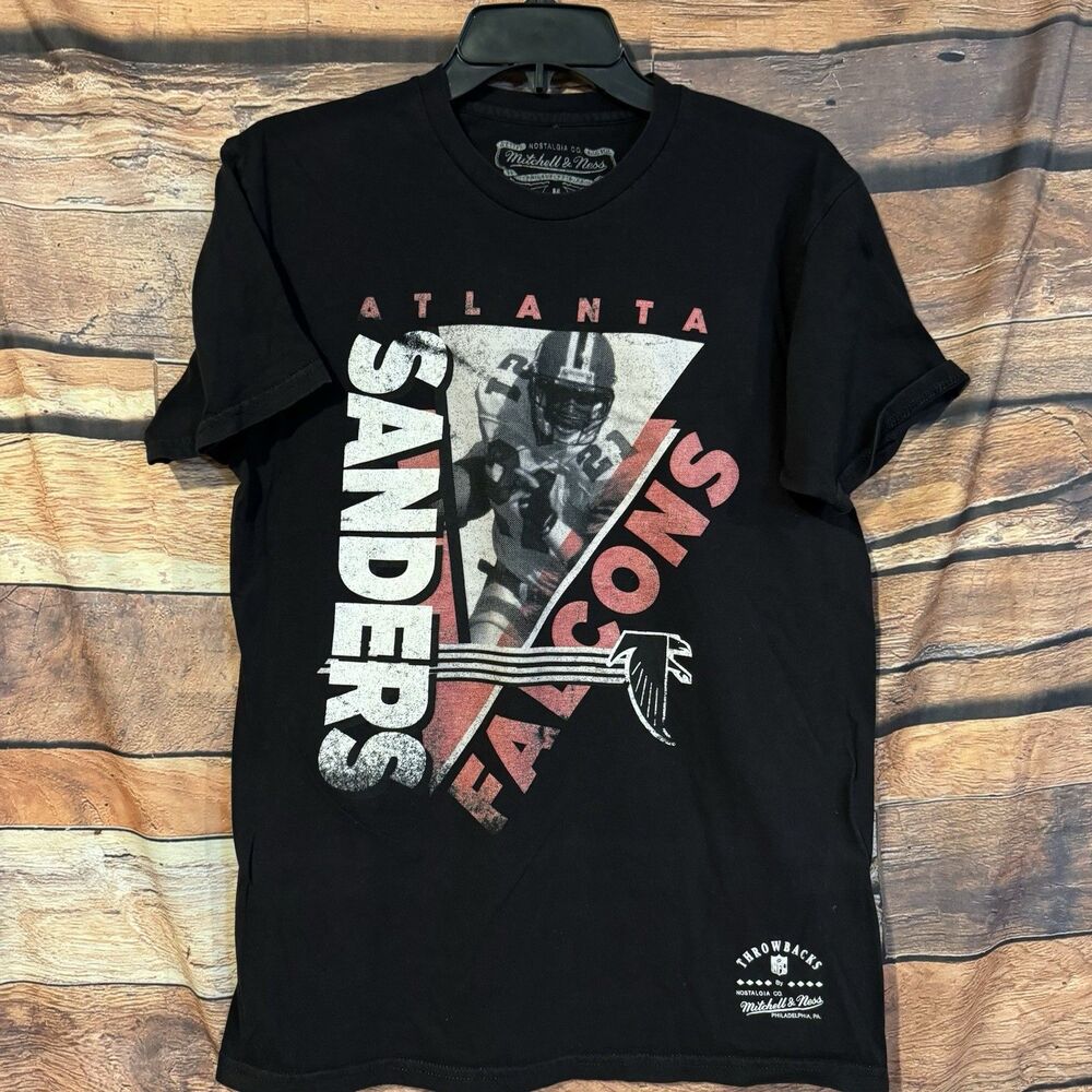 Mitchell & Ness Deion Sanders Atlanta Falcons Shirt Mens Medium Black Throwbacks